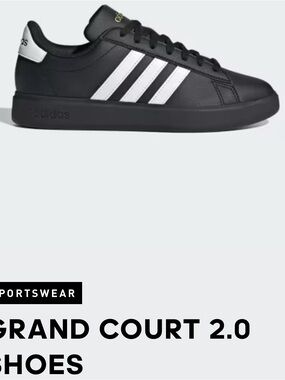 adidas Grand Court 2.0 Black and White Low-Top Sneakers